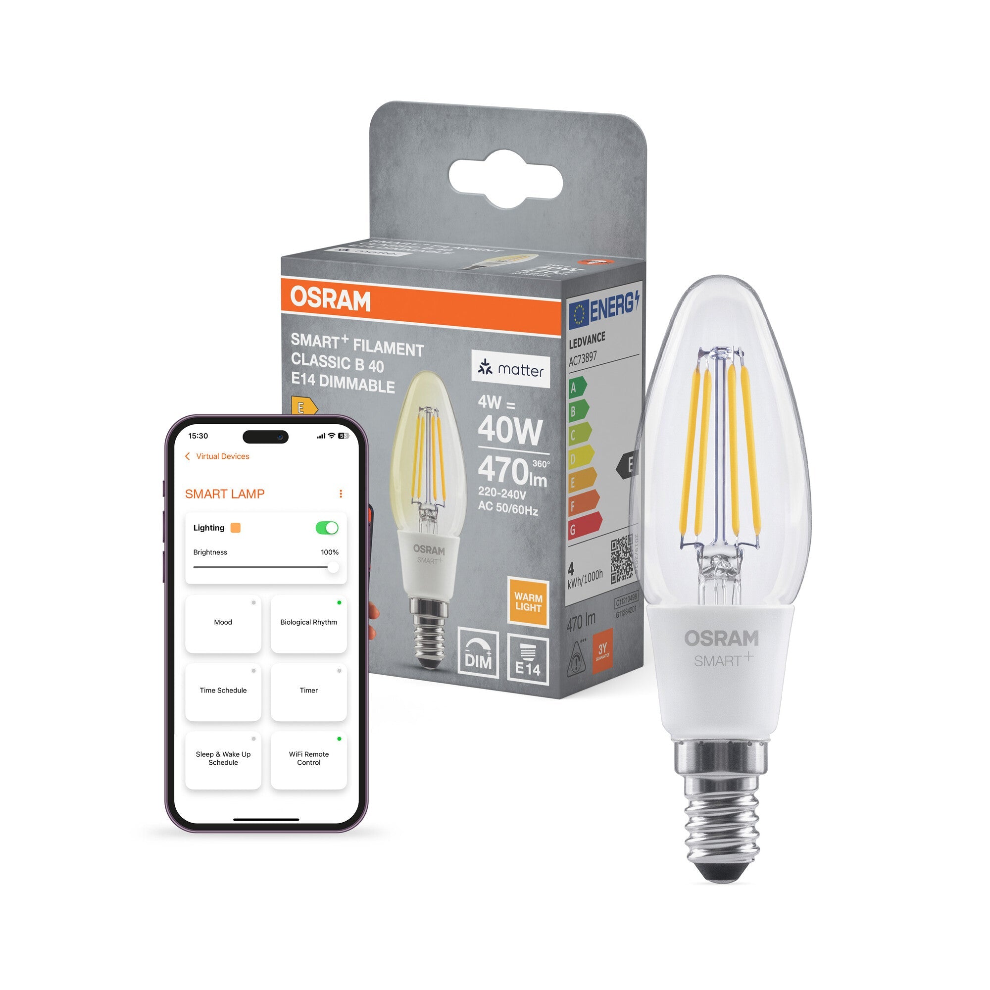 SMART+ Matter Bougie E14 · filament · référence 4099854530067