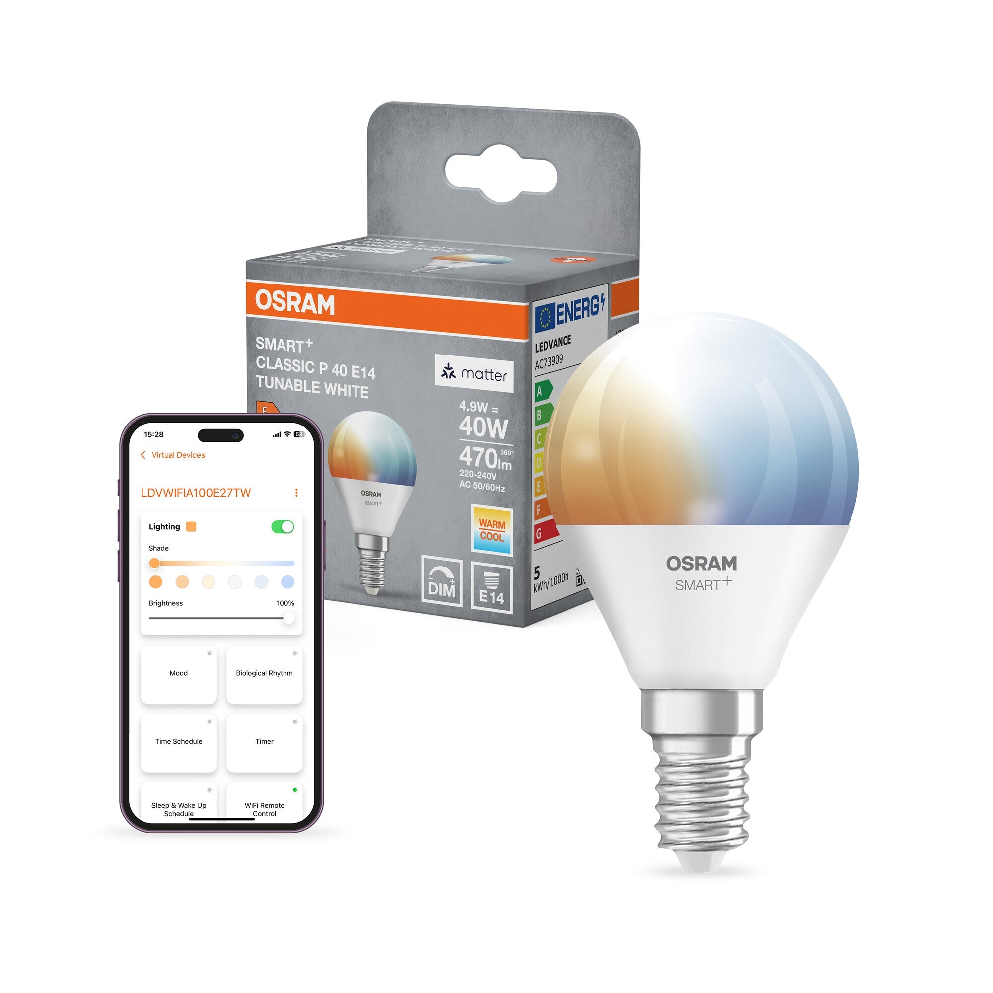 SMART+ Matter Mini E14 · blanc réglable · référence 4099854530081