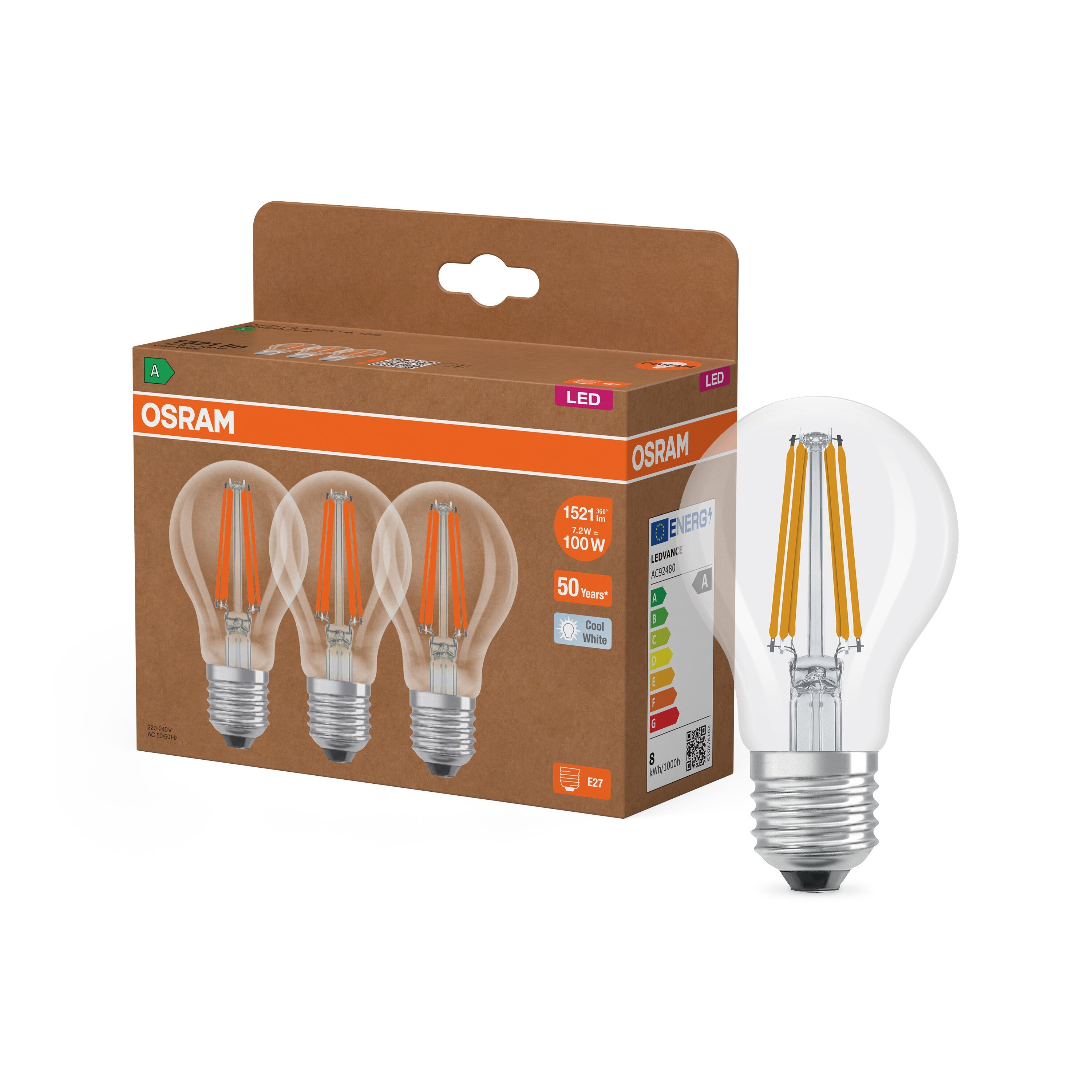 LED E27 · classe A annoncée · claire · 4099854348075