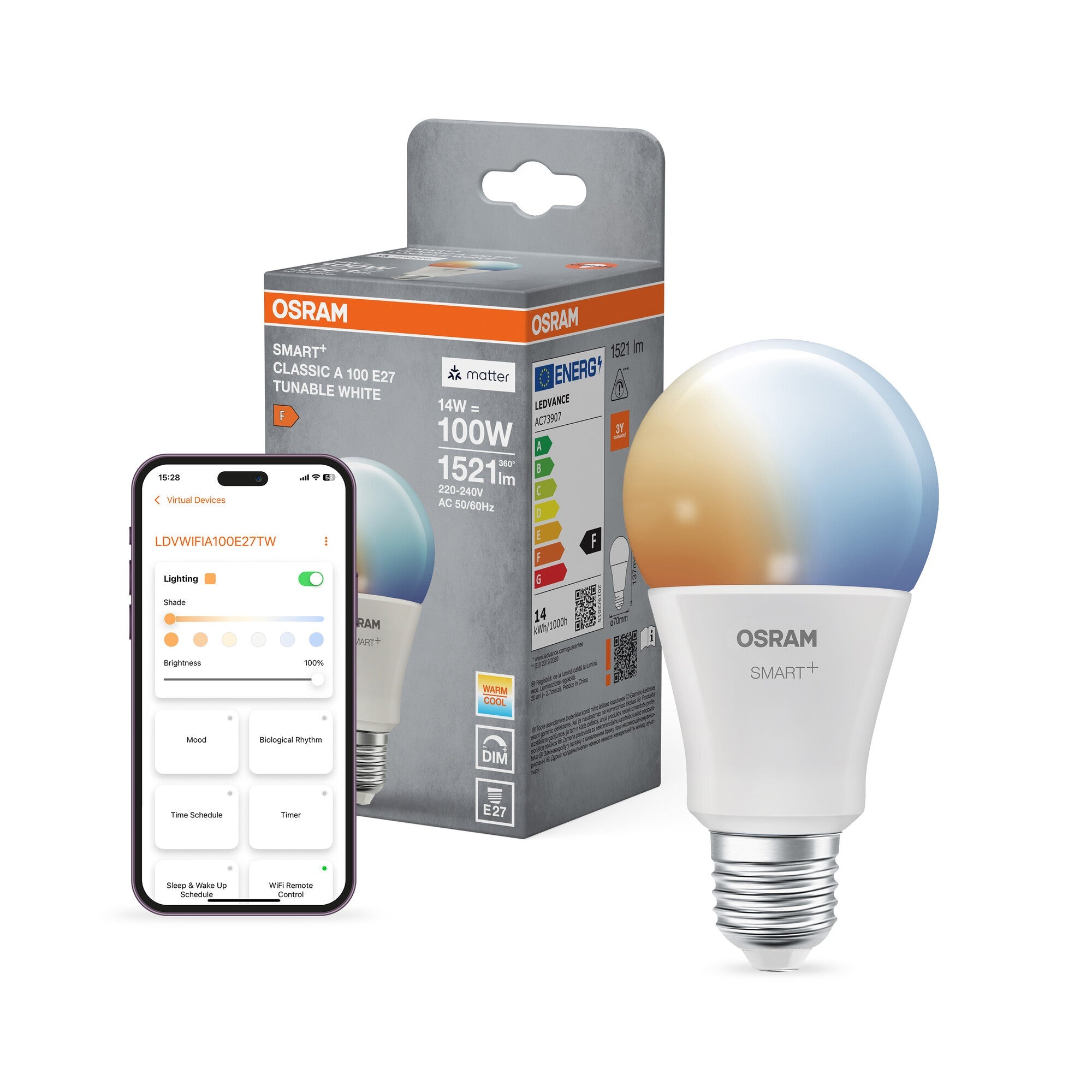 SMART+ Matter E27 · 1 521 lm · blanc réglable · référence 4099854528835