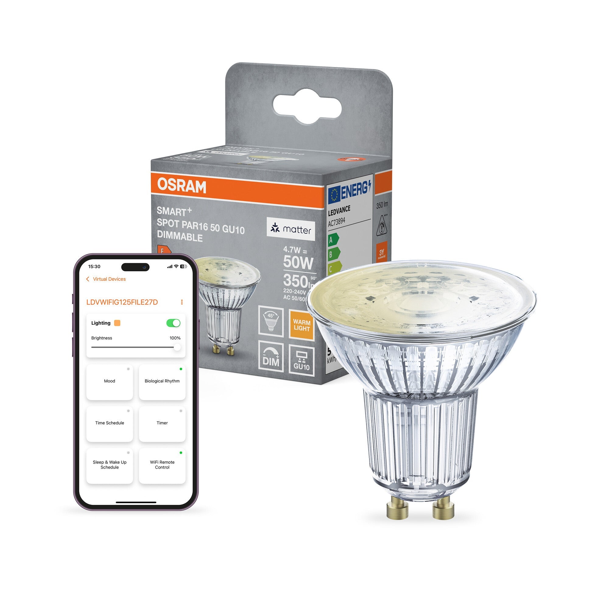 SMART+ Matter GU10 · blanc chaud · référence 4058075851122