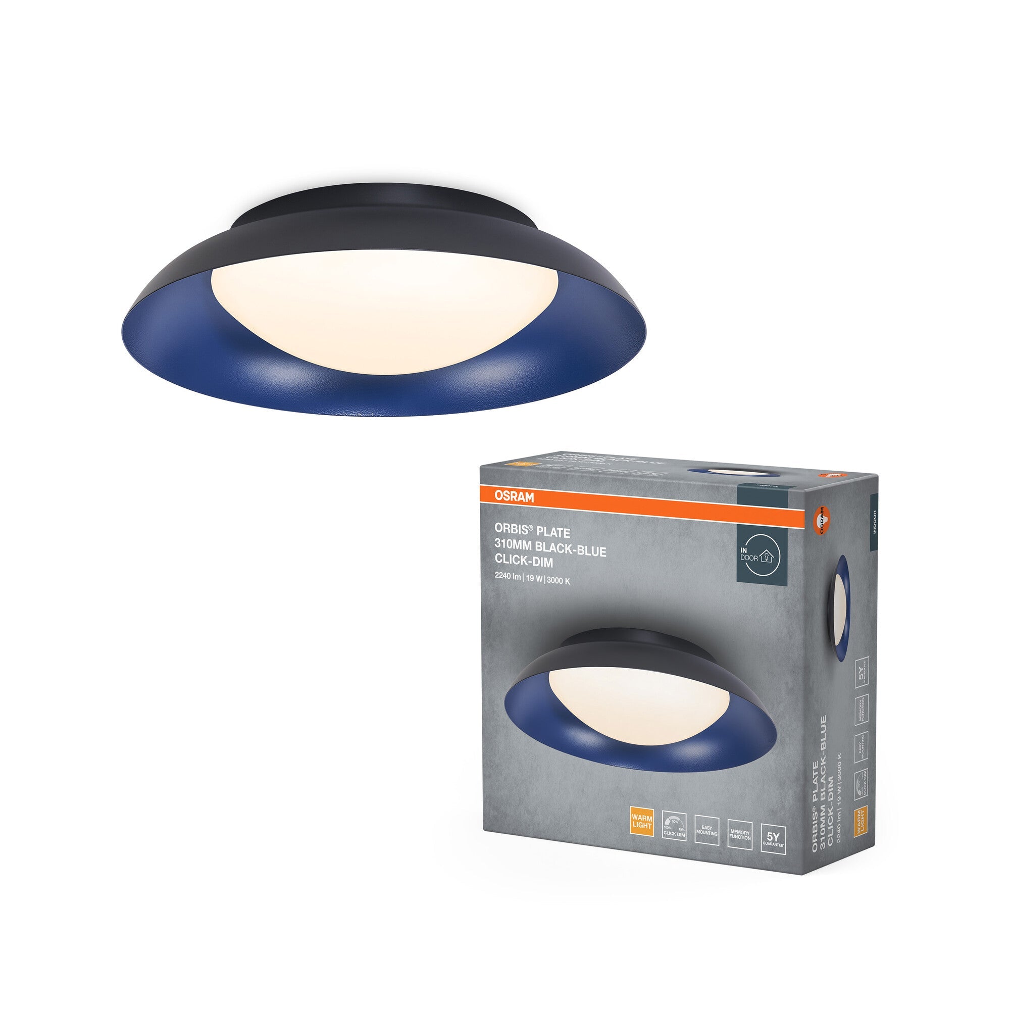 ORBIS Plate Click-DIM · 31 cm · noir/bleu · référence 4099854449840