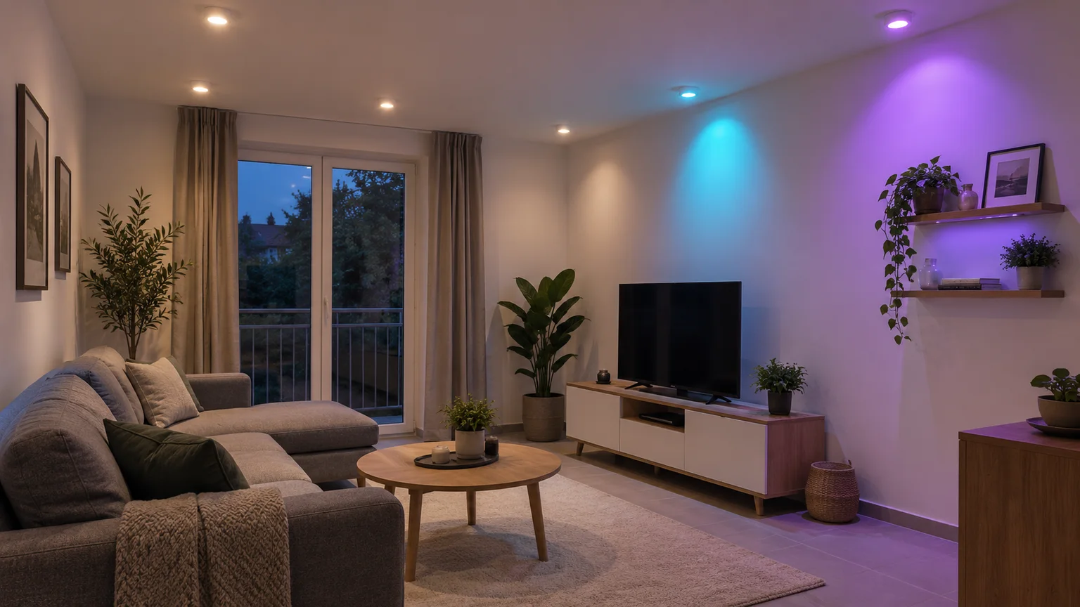 Idée d’ambiance : passer les spots à la couleur.